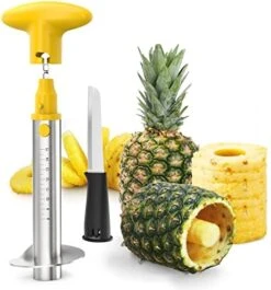 Pineapple Corer With Knife, [Upgraded, Electric & Manual] Stainless Steel Fruit Pineapple Cutter With Electric Drill Accessory, Pineapple Slicer Core Remover Kitchen Tool With Measure Mark -KitchenAid Shop 51Yuj4z0JVL. AC