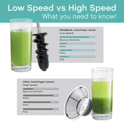 Juicer Cold Press Masticating Extractor Machine Features Quiet Motor Anti-Clog Reverse Function Nutrient Preserving For Juicing Fruits Vegetables And All Greens, 150-Watts, White 11 Juicer Cold Press Masticating Extractor Machine Features Quiet Motor Anti-Clog Reverse Function Nutrient Preserving For Juicing Fruits Vegetables And All Greens, 150-Watts, White -KitchenAid Shop 51Yvs6WwFXL