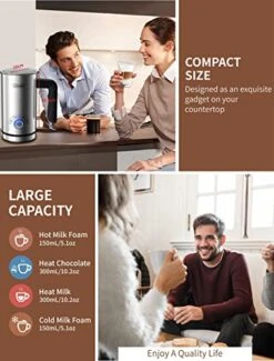 Milk Frother, 4 In 1 Automatic Electric Milk Steamer, Cold And Hot Milk Foam Maker & Milk, Chocolate Warmer For Cappuccino, Hot Chocolates, Macchiato, Latte, NTC Temperature Control System, Black -KitchenAid Shop 51YyUWq17eL