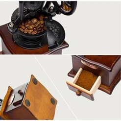 Vintage Style Manual Hand Coffee Bean Grinder Mill, Cast Iron Hand Crank, Ceramic Core, Adjustable Grinder, Make Fresh Coffee For Coffee Enthusiasts By UnderReef (Dark Brow) -KitchenAid Shop 51Z5MKga6vL