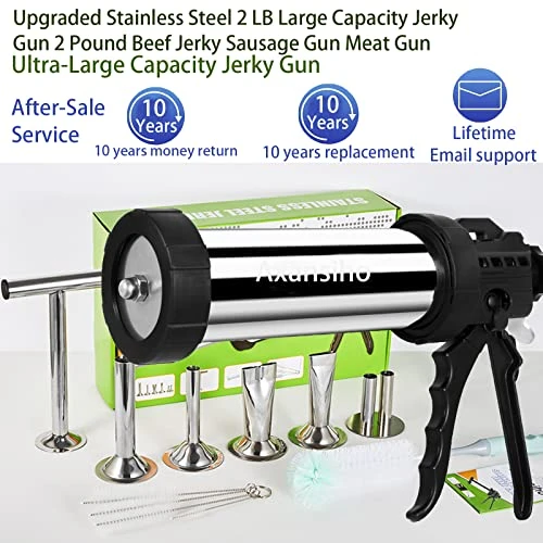 Upgraded Stainless Steel 2 LB Large Capacity Jerky Gun 2 Pound Beef Jerky Sausage Gun Meat Gun Jerky Shooter Jerky Kits Sausage Stuffer Machine With 5 Stainless Steel Nozzles 5 Brushes & Meat Pusher 4 Upgraded Stainless Steel 2 LB Large Capacity Jerky Gun 2 Pound Beef Jerky Sausage Gun Meat Gun Jerky Shooter Jerky Kits Sausage Stuffer Machine With 5 Stainless Steel Nozzles 5 Brushes & Meat Pusher - Image 2