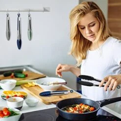 Kitchen Tongs, Stainless Steel Silicone Tongs For Cooking 600ºF High Heat-Resistant BBQ Grilling Locking Tongs, Set Of 2-9" And 12" Light Green -KitchenAid Shop 51ZEIHm05tL