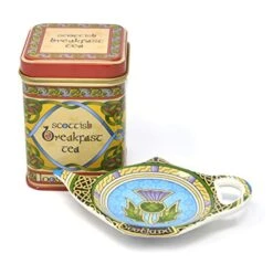 Scotland Teabag Holder With Thistle - Teapot Shaped Resting Caddy Saucer/Scottish Thistle TeaBag Saucer - Made Of New Bone China Celtic Accessories Diameter 4"/10cm -KitchenAid Shop 51ZGTIqmIXL