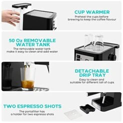 20 Bar Espresso Machine, Professional Espresso Coffee Maker With Milk Frother Steam Wand, Compact Cappuccino Machine And Espresso Maker With 50 Oz Water Tank For Latte, Gift For Men Or Women -KitchenAid Shop 51ZNGoFWzGL