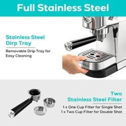 Espresso Machine 20 Bar, Professional Espresso Maker With Milk Frother Steam Wand, Compact Espresso Coffee Machine With 34oz Removable Water Tank For Cappuccino, Latte, Gift For Dad Or Mom -KitchenAid Shop 51ZR4Ct42NL