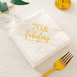 70 And Fabulous Cocktail Napkins Gold For Women 70th Birthday Decorations, 70th Birthday Bevergae Dessert Cake Table Supplies, 50Pcs, 3-Ply -KitchenAid Shop 51ZSzK27liL