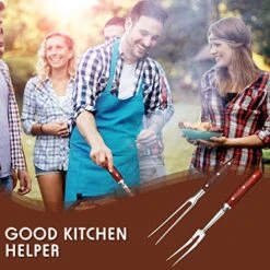 2 Pieces Forged Carving Forks With Color Wooden Handle And Stainless Steel Meat Fork Barbecue Fork For Kitchen Roast (12 Inch, 14 Inch) -KitchenAid Shop 51ZT89msdqL