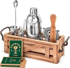 Ixology Bartender Kit With Wooden Stand - Great Housewarming Gift -12 Piece Bar Tools Set With Cocktail Kit Cards - Premium Bartending Kit For A Fun Bar Set - Stainless Steel Cocktail Shaker Set -KitchenAid Shop 51ZVcV6UeuL. AC
