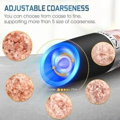 Gravity Electric Salt And Pepper Grinder-Automatic Pepper Mill Battery Operated Grinder With LED Light, Refillable And Adjustable Coarseness(1PCS)