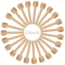 ® 24 Pack Of Mini 3 Inch Wood Honey Dipper Sticks, Server For Honey Jar Dispense Drizzle Honey, Wedding Party Favors