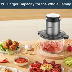 Food Processor With 2 Bowls, JOYAMI Electric Meat Chopper & Vegetable Grinder, 8-Cup Stainless Steel Bowl And Glass Bowl, 4 Sharp Blades, 2 Speed, 400W -KitchenAid Shop 51ZqlBsoQEL