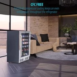 15-Inch Under Counter Beverage Cooler For Beer, Wine, Sodas, 115 Can Capacity, Digital Touch Temperature Control, Even Forced Air Cooling, 5 Shelves, Large Display Window, Built-In Lighting -KitchenAid Shop 51ZsWZ26WNL