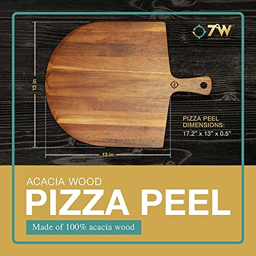 Wood Pizza Board - Wooden Pizza Paddle - Acacia Wood Pizza Peel - 17"x13" - Cheese Board - Charcuterie Board - Baking Spatula - Farmhouse Wall Decor - Bread Board - Great For Gifts - 7 Degrees West 7 Wood Pizza Board - Wooden Pizza Paddle - Acacia Wood Pizza Peel - 17"x13" - Cheese Board - Charcuterie Board - Baking Spatula - Farmhouse Wall Decor - Bread Board - Great For Gifts - 7 Degrees West - Image 5