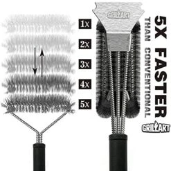 Grill Brush And Scraper BBQ Brush For Grill, Safe 18" Stainless Steel Woven Wire 3 In 1 Bristles Grill Cleaning Brush, BR-4516