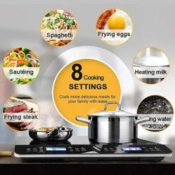 Duxtop 17PC Professional Stainless Steel Induction Cookware Set & LCD Portable Double Induction Cooktop 1800W Digital Electric Countertop Burner Sensor Touch Stove, 9620LS/BT-350DZ -KitchenAid Shop 51a43vU3lJL