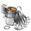 18/8 Stainless Steel Measuring Cups And Spoons Set Of 16 Pieces - 7 Nesting Cups And 7 Stackable Spoons - Durable Professional Portable Kitchen Set