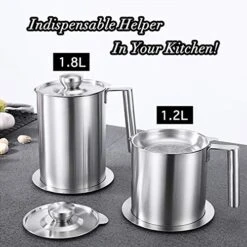1.8 L/1.9 Quart Stainless Steel Grease Strainer And Container - Large Oil Storage Pot Grease Keeper With Dust-Proof Lid & Easy Grip Handle - For Bacon, Kitchen Cooking Or Frying Oil -KitchenAid Shop 51aN0PicTML
