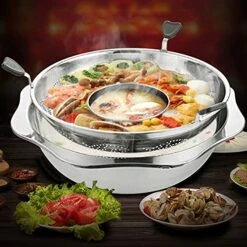 2-4 People Stainless Steel Rotating Hot Pot,2 Layer Hot Pot With Divider For Parties,Home,Restaurants -KitchenAid Shop 51aNGbKM9GL