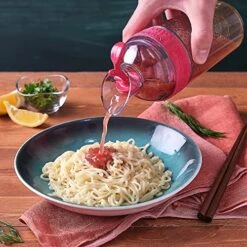 Oil Dispenser Bottle, Vinegar Cruet With Pourer, Kitchen Oil Container With Spout For Cooking Olive Oil Vegetable Oil Balsamic Vinegar, Plastic Oil Holder With Rubber Cap, Easy Refill, Red -KitchenAid Shop 51aXR4O7IOL