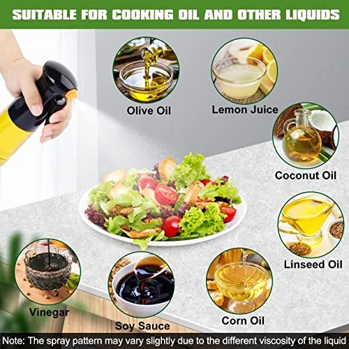 Il Sprayer For Cooking, Upgraded Olive Oil Sprayer Bottle, Air Fryer Accessories, Oil Mister For Air Fryer, 7oz/200ml Oil Vinegar Spritzer, Kitchen Gadgets For Salad, BBQ, Roasting (Black) 7 Il Sprayer For Cooking, Upgraded Olive Oil Sprayer Bottle, Air Fryer Accessories, Oil Mister For Air Fryer, 7oz/200ml Oil Vinegar Spritzer, Kitchen Gadgets For Salad, BBQ, Roasting (Black) - Image 5