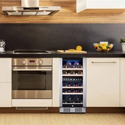 15 Inch Wine Fridge With Digital Memory Temperature Control, Dual Zone 30 Bottle Wine Cooler Refrigerator With Upgraded Compressor Fits Large Bottles Low Noise Tempered Glass Door Safety Lock 10 15 Inch Wine Fridge With Digital Memory Temperature Control, Dual Zone 30 Bottle Wine Cooler Refrigerator With Upgraded Compressor Fits Large Bottles Low Noise Tempered Glass Door Safety Lock -KitchenAid Shop 51as2lH71pL