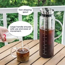 Cold Brew Coffee Iced Tea Maker & Fruit Pitcher - Large Capacity 68 Ounces - With Durable Glass Carafe/Fine Mesh Steel Infuser/Airtight Lid -KitchenAid Shop 51b1DFzKavL