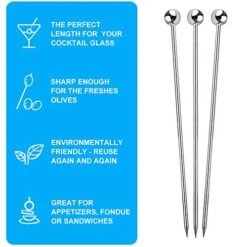 15PCS Cocktail Picks For Drinks, Stainless Steel Cocktail Toothpicks, Reusable Cocktail Skewers, Garnish Picks Bloody Mary Skewers, Metal Martini Picks For Olives Appetizers Fruit (4.3 Inch) -KitchenAid Shop 51b1TwWFfGL