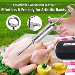 Kar4Field Meat Injector Syringe, 304-Stainless Steel Meat Injectors For Smoking With 3 Meat Needles, Heavy-Duty 2 Oz Flavor Injector Marinades For Meats Turkey, Storage Case Included For Outdoor BBQ 10 Kar4Field Meat Injector Syringe, 304-Stainless Steel Meat Injectors For Smoking With 3 Meat Needles, Heavy-Duty 2 Oz Flavor Injector Marinades For Meats Turkey, Storage Case Included For Outdoor BBQ -KitchenAid Shop 51b3TX2l63L