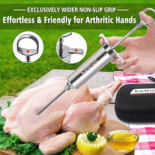 Kar4Field Meat Injector Syringe, 304-Stainless Steel Meat Injectors For Smoking With 3 Meat Needles, Heavy-Duty 2 Oz Flavor Injector Marinades For Meats Turkey, Storage Case Included For Outdoor BBQ 5 Kar4Field Meat Injector Syringe, 304-Stainless Steel Meat Injectors For Smoking With 3 Meat Needles, Heavy-Duty 2 Oz Flavor Injector Marinades For Meats Turkey, Storage Case Included For Outdoor BBQ - Image 3