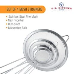 - Set Of 4 Premium Quality Fine Mesh Stainless Steel Strainers - 3", 4", 5.5" And 8" Sizes - Sift, Strain, Drain And Rinse Vegetables, Pastas & Tea -KitchenAid Shop 51b53EzGRaL