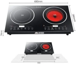 Ouble Induction Cooktop, Portable Induction Cooktop Electric Dual Induction Cooker Cooktop Digital Ceramic Black Crystal Panel Countertop Double Burner Safety 8 Gear Firepower 2400w（1200w+1200w） 110V -KitchenAid Shop 51bBzPtcJGL