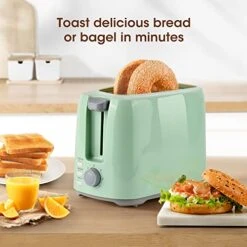 ILER 2 Slice Toaster, 1.3 Inches Wide Slot Bagel Toaster With 7 Shade Settings And Double Side Baking, Compact Bread Toaster With Removable Crumb Tray, Defrost Cancel Function Green -KitchenAid Shop 51bC1h6esKL