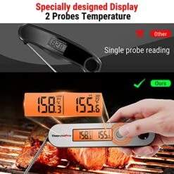 TP610 Digital Meat Thermometer For Cooking, Rechargeable Instant Read Food Thermometer With Rotating LCD Screen, Waterproof Cooking Thermometer With Alarm For Grilling, Smoker, BBQ, Oven