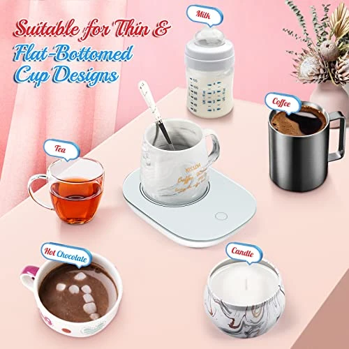 Coffee Mug Warmer, Candle Warmer Plate With Auto Shut Off, Coffee Warmer With Mug Set For Women, Smart Temperature Control With 55℃/131℉, Electric Heated Coffee Cup Warmer For Desk 6 Coffee Mug Warmer, Candle Warmer Plate With Auto Shut Off, Coffee Warmer With Mug Set For Women, Smart Temperature Control With 55℃/131℉, Electric Heated Coffee Cup Warmer For Desk - Image 4