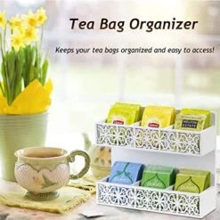 QILICHZ Tea Bag Organizer 2 Tier Wood Tea Bags Holder Wall Mounted Tea Box For Tea Bags Organizer Rustic Tea Chests For Tea Storage Coffee Display For Café, Home, Office -KitchenAid Shop 51bK4uT0GuL