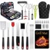 BBQ Grill Accessories Heavy Duty Grill Utensils 32 PCS Set Extra Thick Stainless Steel BBQ Grilling Tools With Nylon Carry Bag Great Gift Christmas For Men In Camping Backyard Barbecue Party