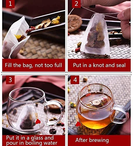 Tea Filter Bags With Free Tea Spoon, Safe & Natural Material, Disposable Tea Infuser For Loose Leaf Tea, Coffee, Spice, Herbs (300 PCS) 4 Tea Filter Bags With Free Tea Spoon, Safe & Natural Material, Disposable Tea Infuser For Loose Leaf Tea, Coffee, Spice, Herbs (300 PCS) - Image 2
