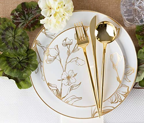 Novelty Modern Flatware, Cutlery, Disposable Plastic Dinner Forks Luxury Gold 64 Count 3 Novelty Modern Flatware, Cutlery, Disposable Plastic Dinner Forks Luxury Gold 64 Count