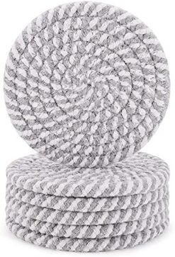 Bsorbent Drink Coasters Handmade Braided Drink Coasters 6 Pack (4.3 Inch, Round, 8mm Thick) Super Absorbent Heat-Resistant Coasters For Drinks Great Housewarming Gift (Beige, 6 Pack) -KitchenAid Shop 51bOg4EV8OL. AC
