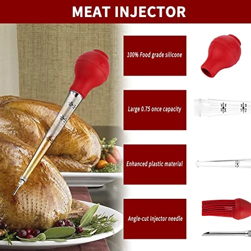 JY COOKMENT Turkey Baster With Barbecue Basting Brush, Baster Syringe For Home Baking And Roaster Turkey, Include Detachable Food Grade Silicone Bulb, Meat Injector Needle And Cleaning Brush (2 Packs) 4 JY COOKMENT Turkey Baster With Barbecue Basting Brush, Baster Syringe For Home Baking And Roaster Turkey, Include Detachable Food Grade Silicone Bulb, Meat Injector Needle And Cleaning Brush (2 Packs) - Image 2