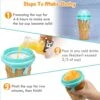 Slushie Maker Cup Squeeze, 500ml DIY Quick Frozen Magic Cup Slushy With Lids & Straws For Kids & Adults, Homemade Summer DIY Ice Cream Maker (Brown)