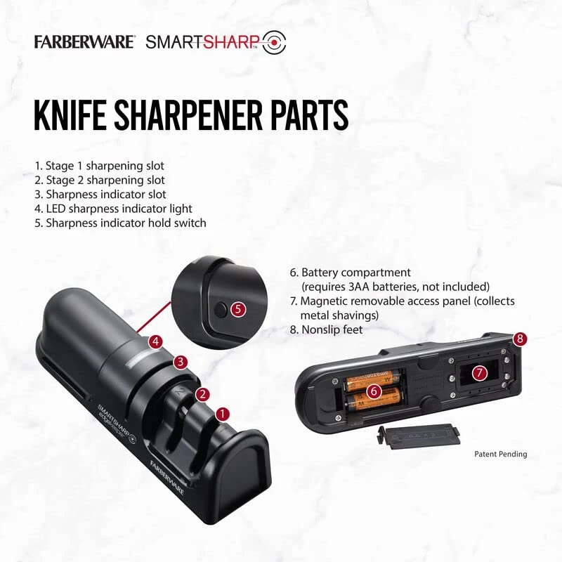 Two-Stage SmartSharp Knife Sharpener, Easy-to-Use Nonslip Sharpener With Color Changing LED Light Indicator, Knife Sharpening System To Polish, Sharpen And Repair Kitchen Knives, Black 6 Two-Stage SmartSharp Knife Sharpener, Easy-to-Use Nonslip Sharpener With Color Changing LED Light Indicator, Knife Sharpening System To Polish, Sharpen And Repair Kitchen Knives, Black - Image 4