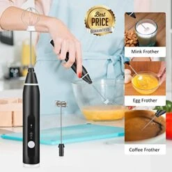Electric Milk Frother USB Rechargeable 3 Speed Handheld Milk Shaker Maker Frother 2 Stainless Whisks Cappuccino, Bulletproof Coffee, Egg Mix, Keto Diet, Matcha, Hot Chocolate (Black) (101) 11 Electric Milk Frother USB Rechargeable 3 Speed Handheld Milk Shaker Maker Frother 2 Stainless Whisks Cappuccino, Bulletproof Coffee, Egg Mix, Keto Diet, Matcha, Hot Chocolate (Black) (101) -KitchenAid Shop 51behIHoIXL
