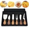 6-Piece Cheese Knife Set, Cheese Knives With Exquisite Box Cheese Slicer Cutters Fork Stainless Steel Slicer Wooden Handle Cheese Knife Gift Set -KitchenAid Shop 51bnGccHDNL