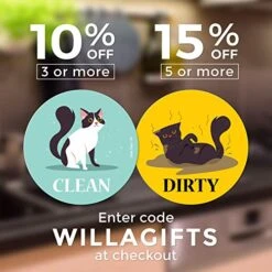 Large Dishwasher Magnet Clean Dirty Sign - Funny Design Magnets - Large, Strong, Cool Magnetic Gadgets For Kitchen Organization And Storage - Strong Double Sided Indicator (Cartoon Cat) -KitchenAid Shop 51brLkoMDfL
