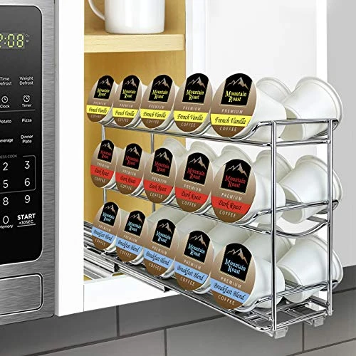 LYNK PROFESSIONAL® Slide Out Coffee Pod Holder Organizer Upper Kitchen Cabinet And Coffee Bar Pull Out Rack, Compatible With Keurig K-Cup - Lifetime Limited Warranty - Chrome 3 LYNK PROFESSIONAL® Slide Out Coffee Pod Holder Organizer Upper Kitchen Cabinet And Coffee Bar Pull Out Rack, Compatible With Keurig K-Cup - Lifetime Limited Warranty - Chrome