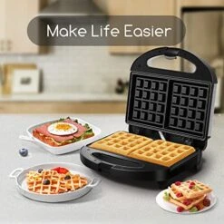 Waffle Maker, Non Stick Waffle Irons, Compact 2 Slice Waffle Makers For Breakfast, Snacks, PFOA Free, ETL Certificated, Black/Silver 11 Waffle Maker, Non Stick Waffle Irons, Compact 2 Slice Waffle Makers For Breakfast, Snacks, PFOA Free, ETL Certificated, Black/Silver -KitchenAid Shop 51c00dyw5zL