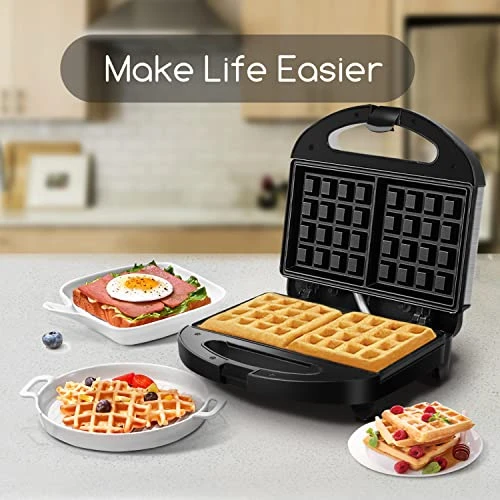 Waffle Maker, Non Stick Waffle Irons, Compact 2 Slice Waffle Makers For Breakfast, Snacks, PFOA Free, ETL Certificated, Black/Silver 7 Waffle Maker, Non Stick Waffle Irons, Compact 2 Slice Waffle Makers For Breakfast, Snacks, PFOA Free, ETL Certificated, Black/Silver - Image 5