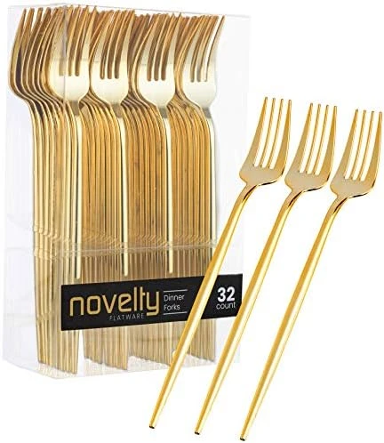 Novelty Modern Flatware, Cutlery, Disposable Plastic Dinner Forks Luxury Gold 64 Count 11 Novelty Modern Flatware, Cutlery, Disposable Plastic Dinner Forks Luxury Gold 64 Count - Image 9