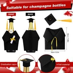 6 Pieces Graduation Wine Coat Bottle Covers Sets, Felt Graduation Gown And Bottle Toppers Doctoral Cap With Tassels Suit For Wine Or Champagne Bottle, Wine Gift Bags For Graduation Party Decor (Black) 15 6 Pieces Graduation Wine Coat Bottle Covers Sets, Felt Graduation Gown And Bottle Toppers Doctoral Cap With Tassels Suit For Wine Or Champagne Bottle, Wine Gift Bags For Graduation Party Decor (Black) -KitchenAid Shop 51c76cn61kL